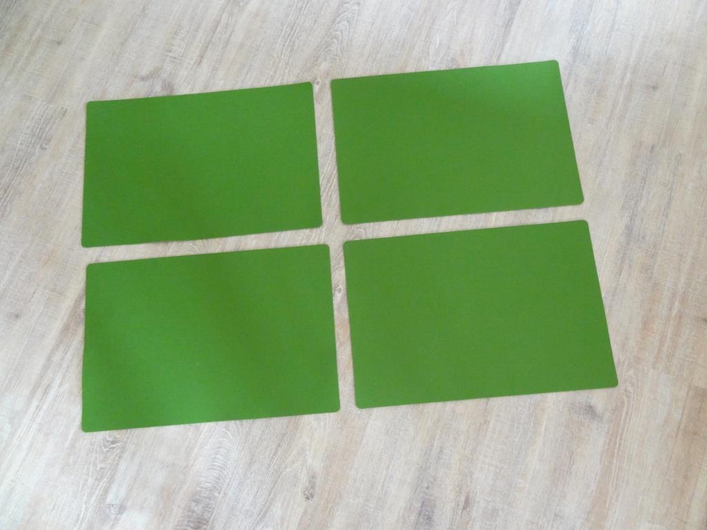 Placemats 30x45 cm in a set of 4 without round glass coasters, green
