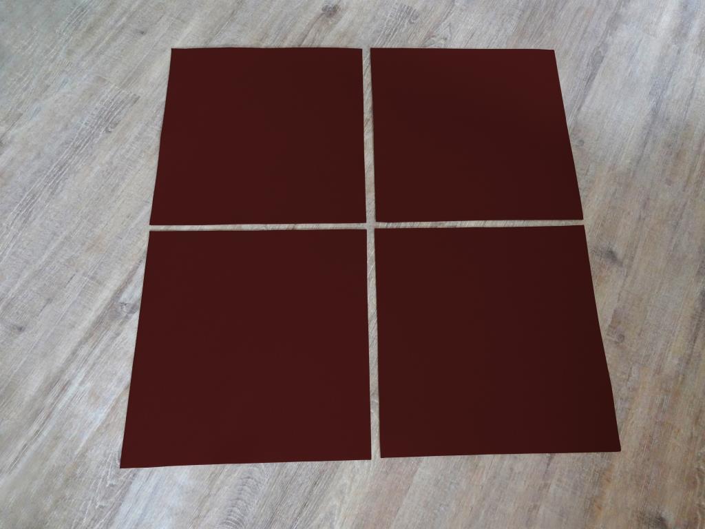  Placemats square 38x38 cm in a set of 4 without round glass coasters, bordeaux