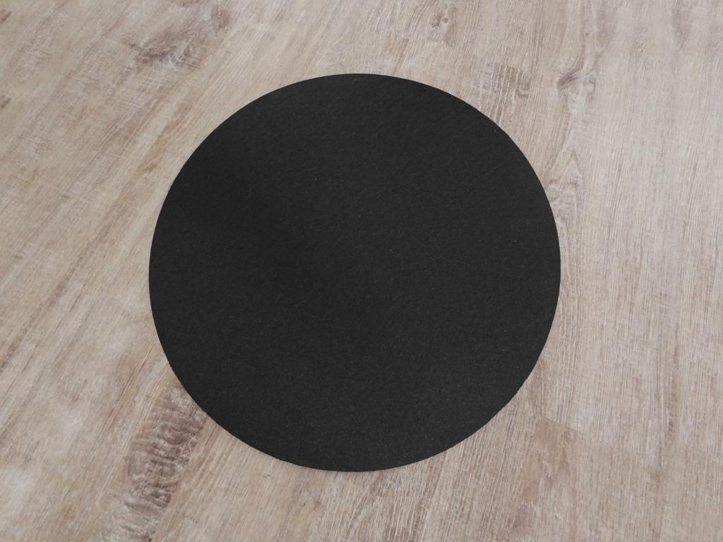 Placemats round in a set of 8 without round glass coasters, black