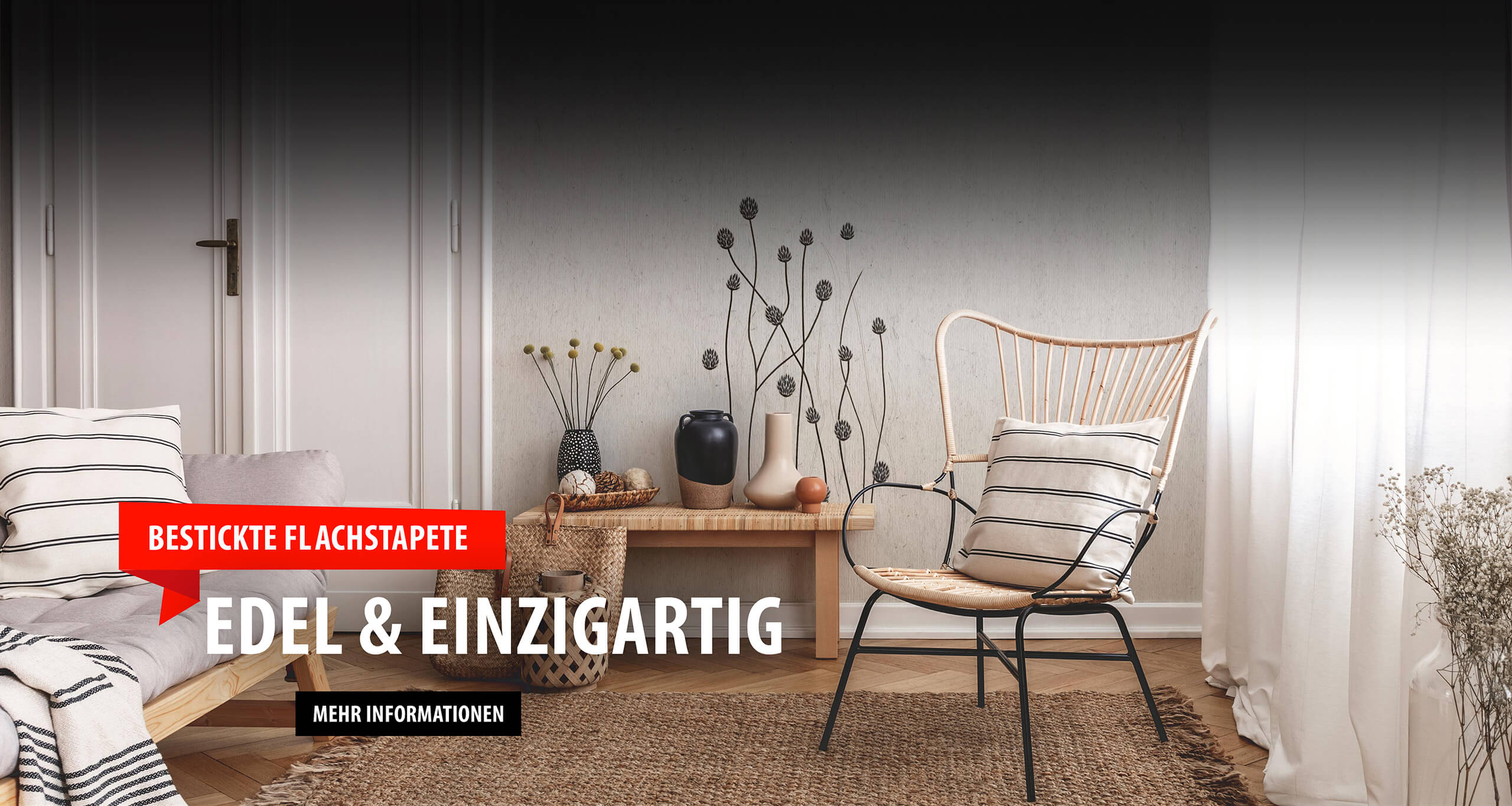 Bestickte Flachstapete Cover
