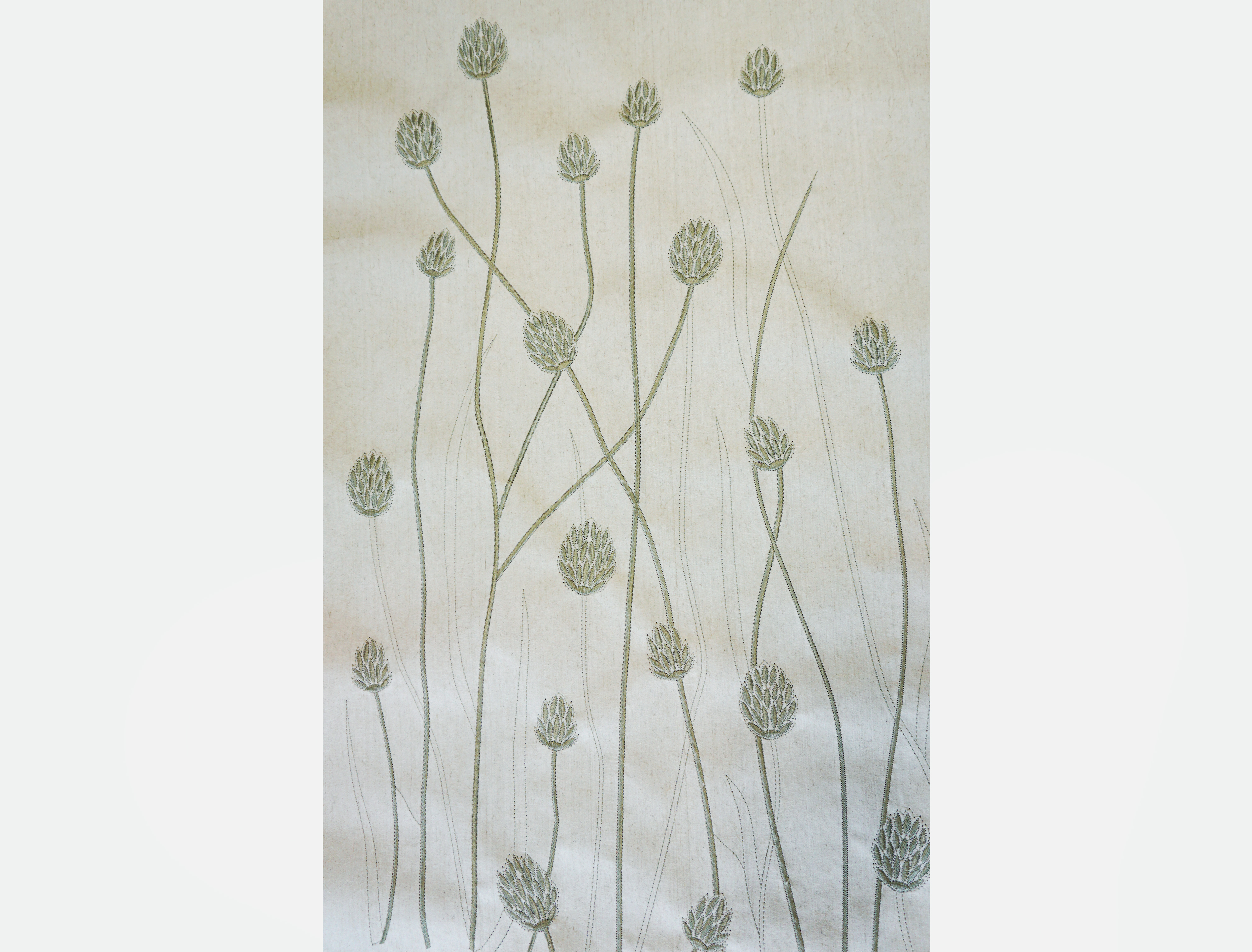Flax Wallpaper embroidered “gras short” , green